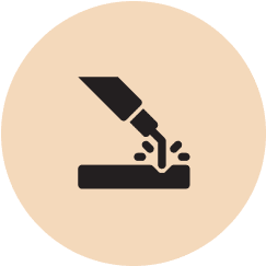 Icon showing a black fountain pen drawing on a yellow orange circular background.