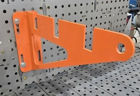 bright orange metal pegboard mounting bracket