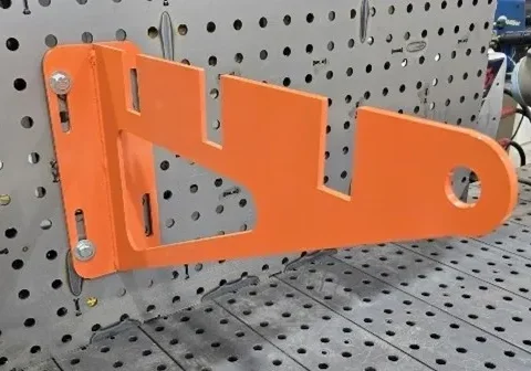 bright orange metal pegboard mounting bracket
